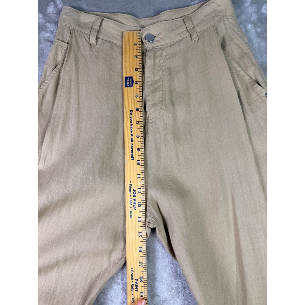 Emporio Armani Womens Size 26 Linen Beige High Waist Wide Leg Trousers Pants - Picture 9 of 12